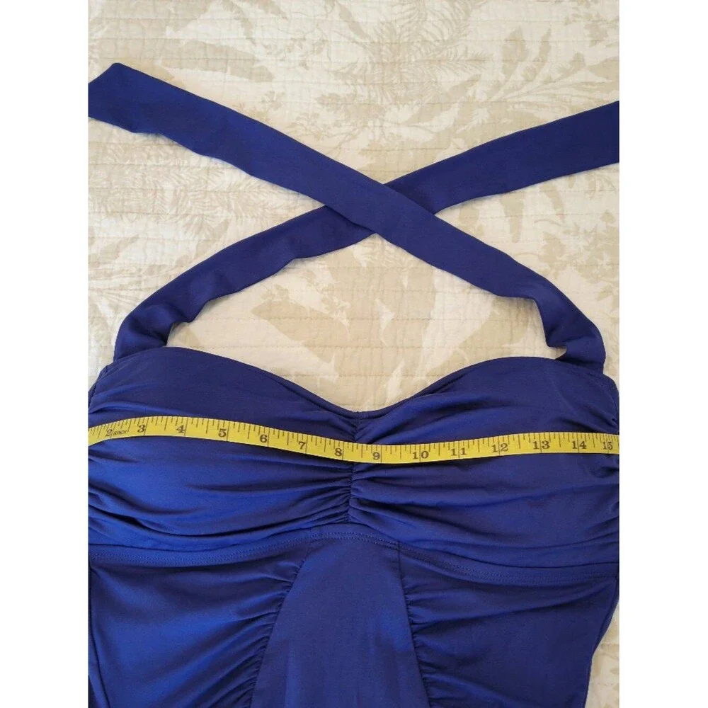 🌴 TOMMY BAHAMA Slimming Tummy Control One Piece Halter Swimsuit | Royal Blue 14